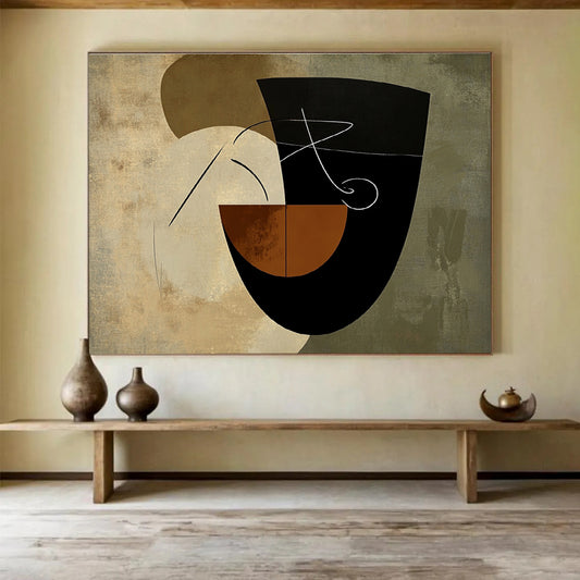 Geometric Neutral Tones Art for Modern Art Museum & Minimalist Café SC484