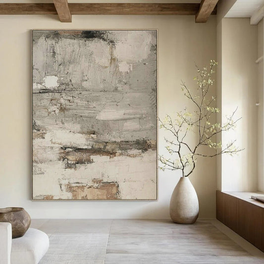 Gray - White - Brown Textured Art for Industrial - Style Café & Minimalist Living Room DLZ1870