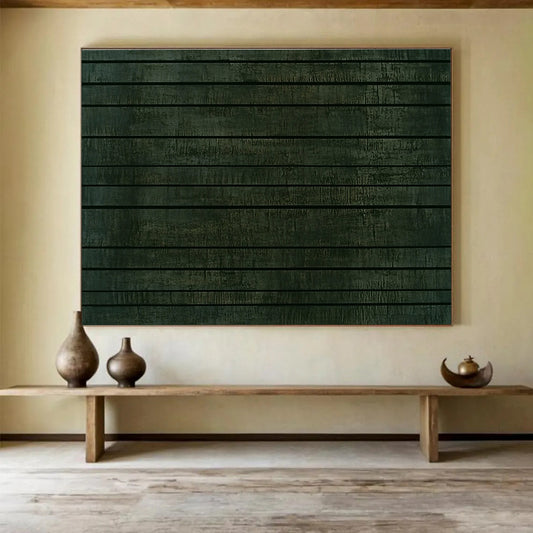 Dark Green Striped Texture Art for Rustic Restaurant & Industrial - Style Home SC458