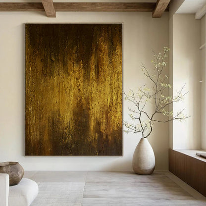 Deep Gold Abstract Art for Luxury Hotel Lobby Lounge Areas DLZ0031
