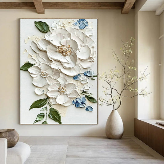 White and Blue Flower Art for Shabby - Chic Nursery & Afternoon Tea Salon DLZ1395