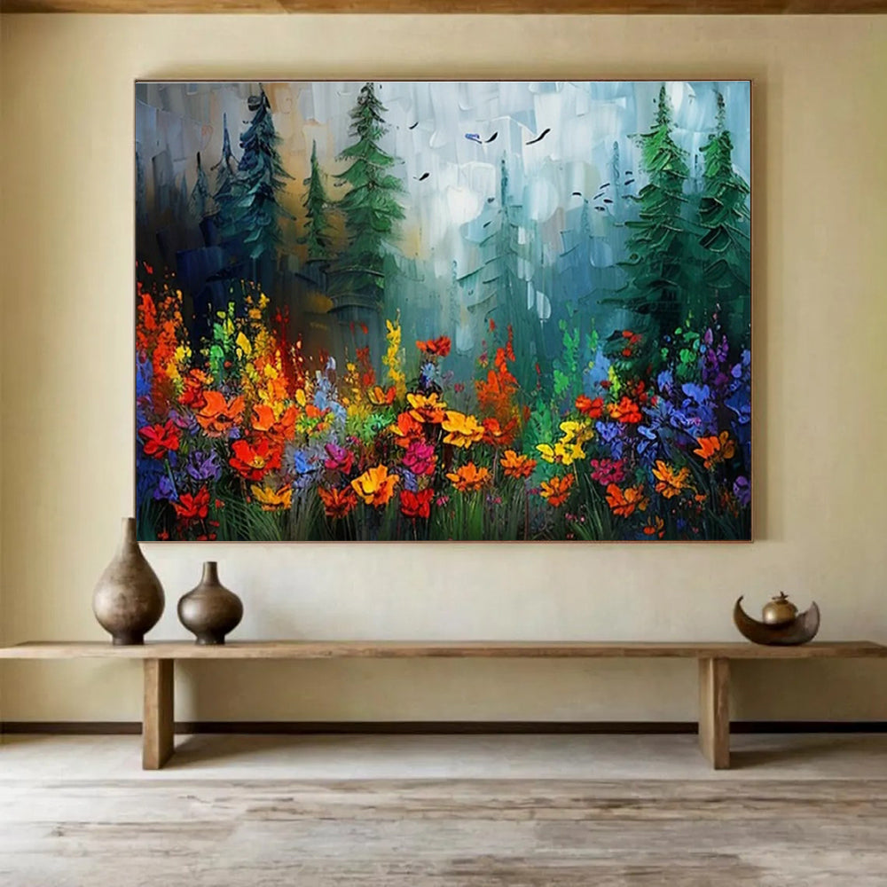 Colorful Forest Flower Field Art for Bohemian - Style Garden House Porches DLZ3223
