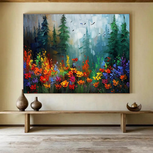 Colorful Forest Flower Field Art for Bohemian - Style Garden House Porches DLZ3223