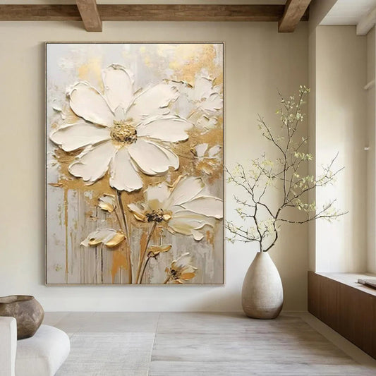 Gold - Accented Floral Art for Luxury Hotel Suite & Upscale Bridal Suite DLZ1402