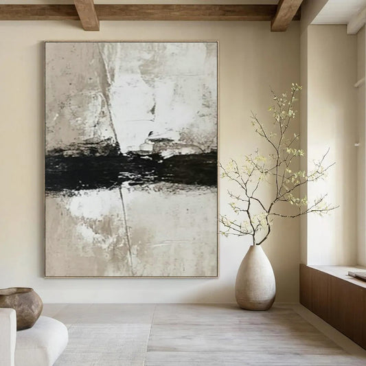 Black - Brown Minimalist Abstract Art for Modern Loft Study & Coffee Roaster Tasting Room DLZ0983