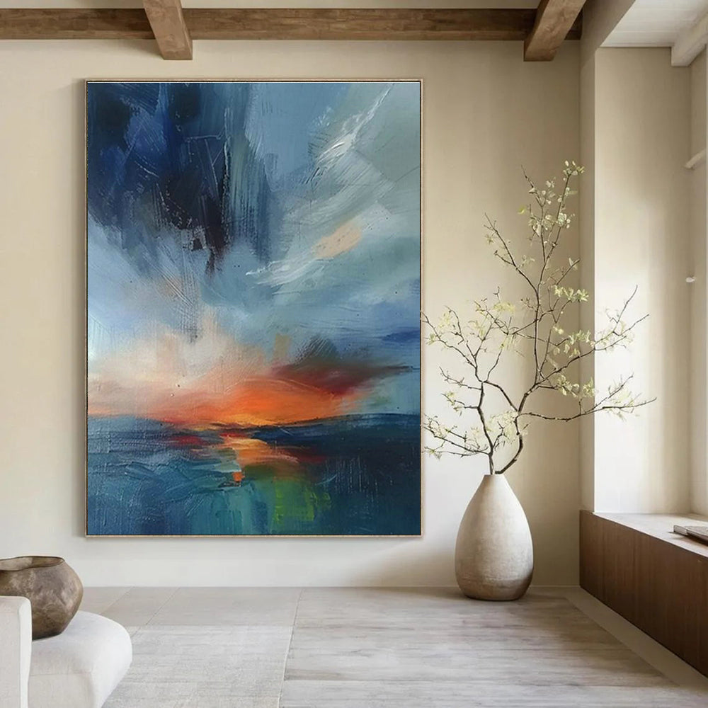 Blue - Orange Seaside Art for Coastal Home Master Bedrooms DLZ0124