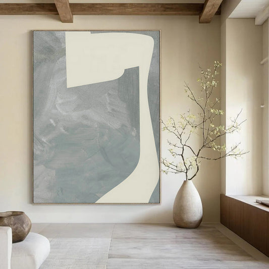 Light Gray Geometric Abstract Art for Contemporary Hotel Lobby & Zen - Inspired Bedroom DLZ0711