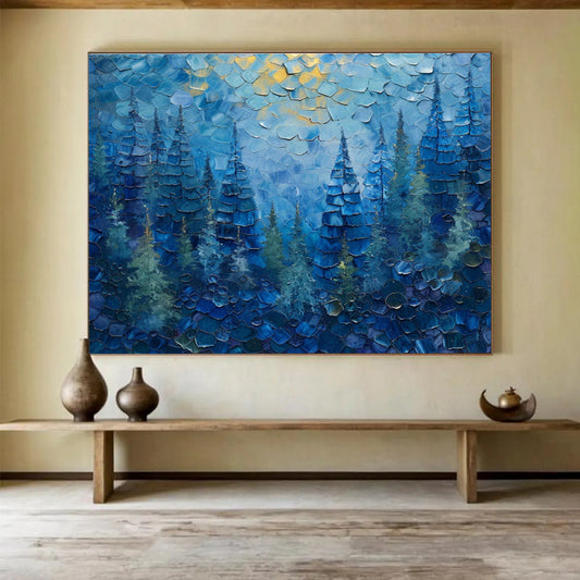 Mosaic - Style Blue Forest Art for Whimsical Kids’ Playroom DLZ3056