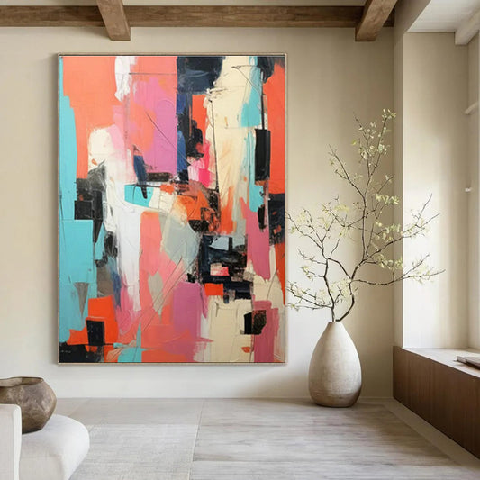 Pink - Orange - Blue Abstract Art for Bohemian Rooftop Bar & Creative Studio DLZ1724