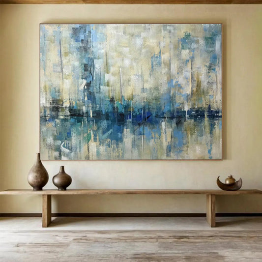 Blue - Toned Harbor Haze Art for Coastal Café Dining Areas DLZ2550
