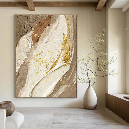 Gold - Accented Abstract Art for Luxury Hotel Lobby & Glamorous Dining Room DLZ2177
