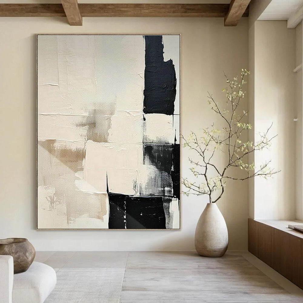Beige - Black Geometric Art for Modern Home Entryway Statements DLZ0212