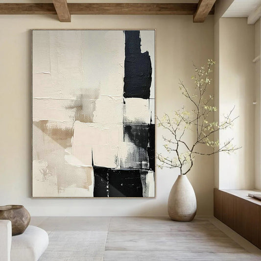 Beige - Black Geometric Art for Modern Home Entryway Statements DLZ0212