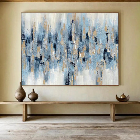 Blue - Gold Urban Abstract for Modern Corporate Lobby DLZ2985