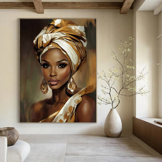 Woman in Golden Headwrap for African - Inspired Boutique & Cultural Art Gallery STSC892