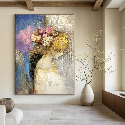 Woman with Floral Golden Headdress for Bohemian Bridal Suite & Art Gallery Exhibition STSC173