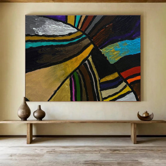 Energetic Colorful Striped Abstract Art for a Vibrant Hallway DLZ2397