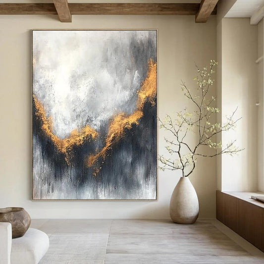 Grey and Gold Curved Abstract for Modern Art Gallery & Creative Studio STSC397
