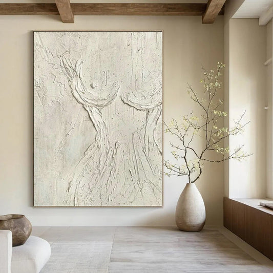 White Relief Tree Shadow Art for Scandinavian - Style Nursery & Nature - Lover’s Reading Nook DLZ0996