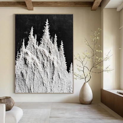 Flour - Shaped Trees Textural Landscape Art for Rustic Home & Cozy Home Reading Nook STSC1488