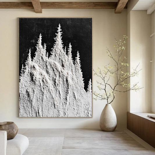 Flour - Shaped Trees Textural Landscape Art for Rustic Home & Cozy Home Reading Nook STSC1488