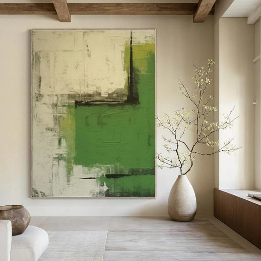 Green - Gray Abstract Art for Botanical Café & Eco - Friendly Home Office DLZ0844