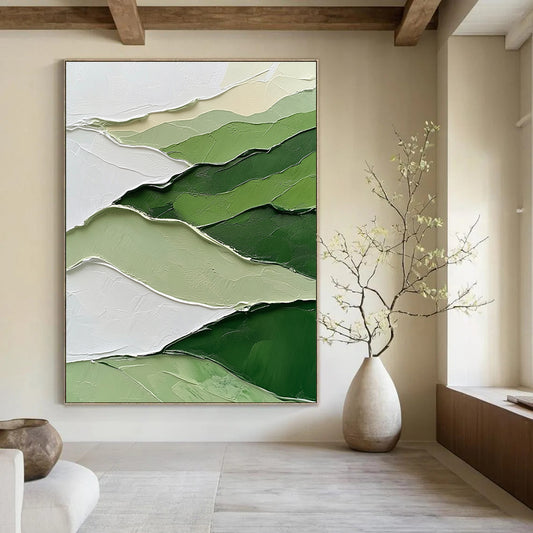 Textured Green and White Mountains for Nature - inspired Home Office & Modern Art Gallery STSC1005