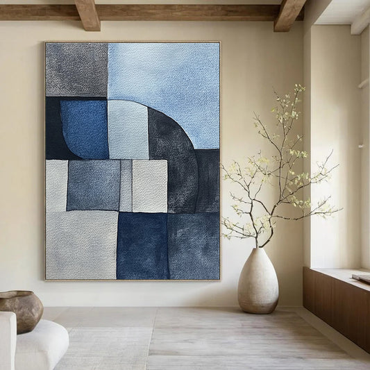 Blue - Toned Geometric Abstract for Modern Office & Art - Centric Home STSC240