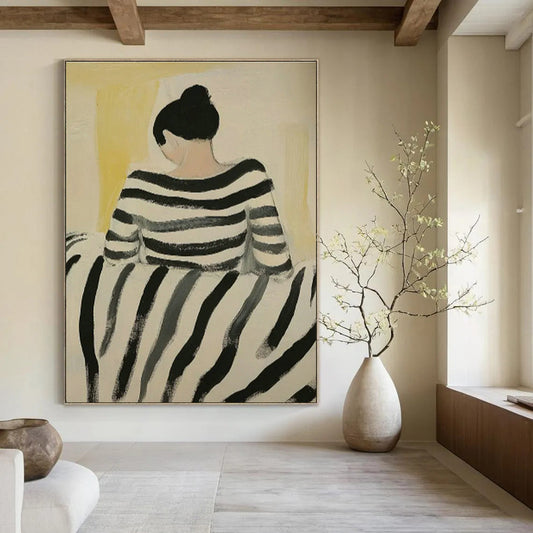 Back View of Striped - Top Figure Art for Coastal Cottage & Nautical - Themed Office DLZ0693