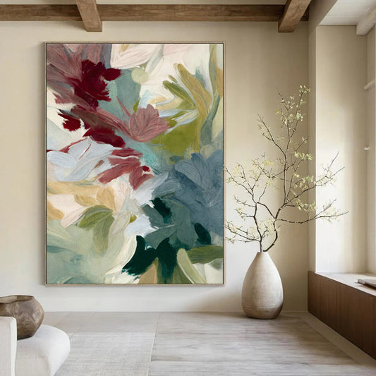 Pastel - Colored Floral Abstract Art for Girls' Bedroom & Light - Style Café DLZ1358