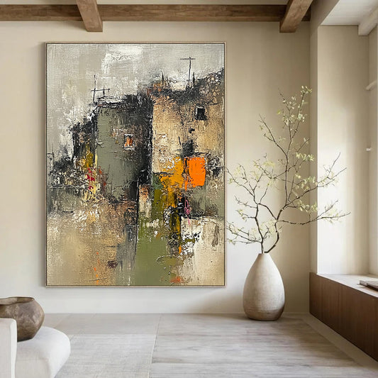 Abstract Village Scene for Rustic Home & Cultural - Inspired Restaurant STSC659
