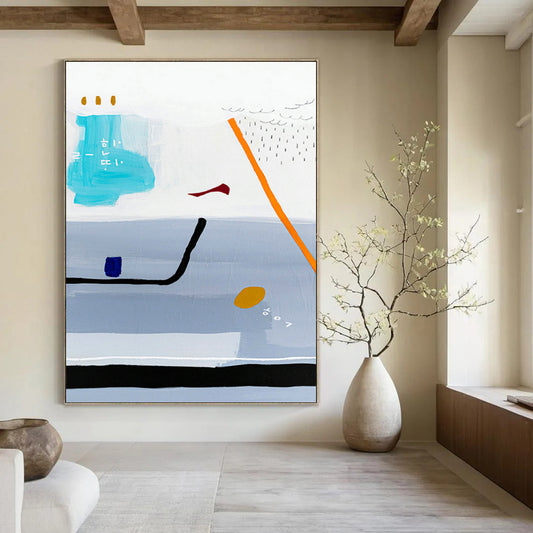 Light Blue Color Abstract Art for Coastal - Themed Restaurant & Home Balcony DLZ1105