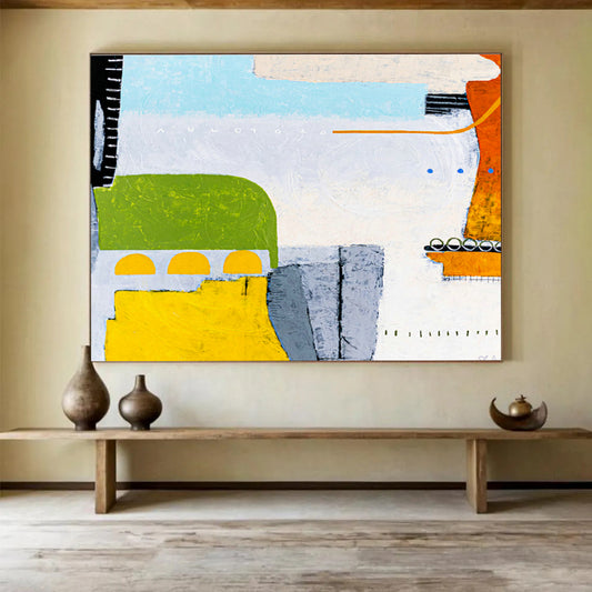 Colorful Geometric Abstract Art for Family - Friendly Restaurant DLZ2929