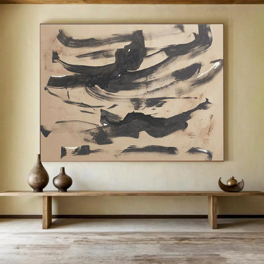 Bold Ink Wash Abstract Art for Traditional Asian Tea Houses DLZ3119