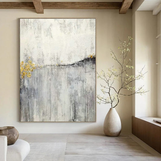Gold - Silver - Gray Abstract Art for Luxury Hotel Lobby & Home Living Room DLZ1180