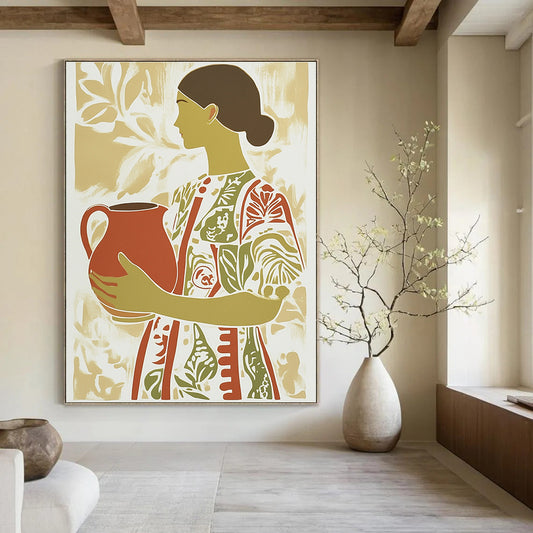 Woman with Jug Art for Cultural Center & Rustic Home Kitchen STSC1417