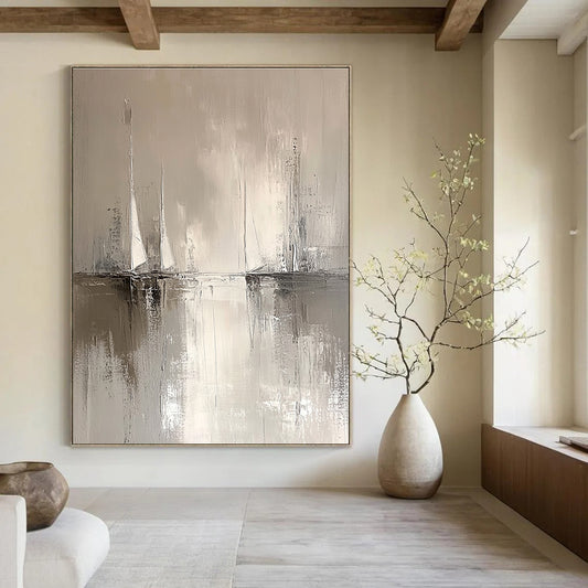 Monochrome Sailboats for Minimalist Bedroom & Nautical - Themed Office STSC231