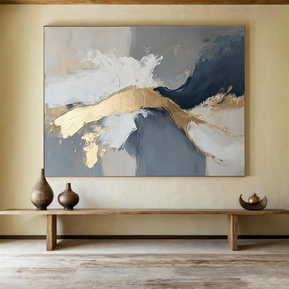 Gold - Accented Abstract Art for Luxury Hotel Lobby & Modern Home Living Room SC140