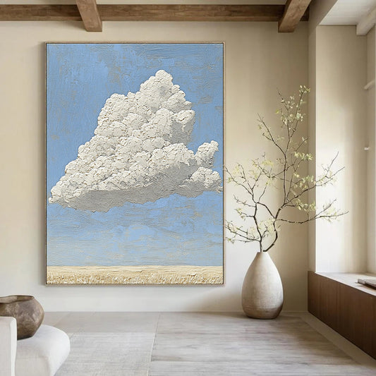 Textured Cloud in Blue Sky Art for Coastal Home Living Room & Aviation - Themed Lounge STSC1035
