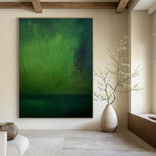 Deep Green Gradient Abstract Art for Home Library & Yoga Studio DLZ1195