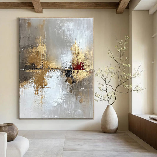 Grey and Gold River Abstract for Luxury Spa Lounge & Sophisticated Home Library STSC402
