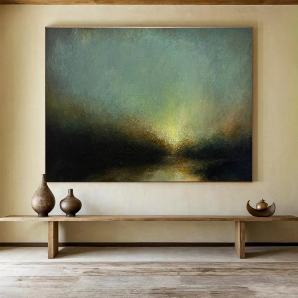 Dark Green Landscape Oil Painting for Eco - Friendly Lodge Common Areas DLZ3161