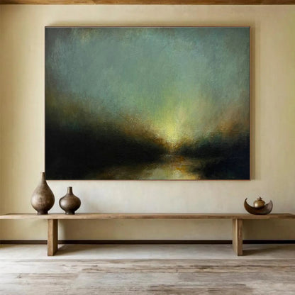 Dark Green Landscape Oil Painting for Eco - Friendly Lodge Common Areas DLZ3161