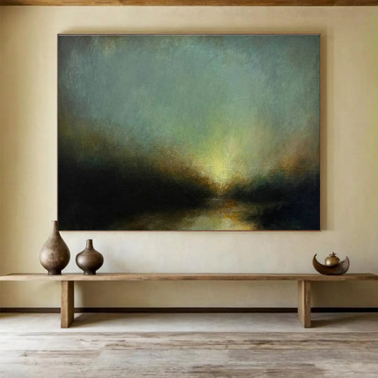 Dark Green Landscape Oil Painting for Eco - Friendly Lodge Common Areas DLZ3161