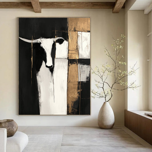 Longhorn with Gold Accents for Rustic Western Home & Equestrian - Themed Office STSC223