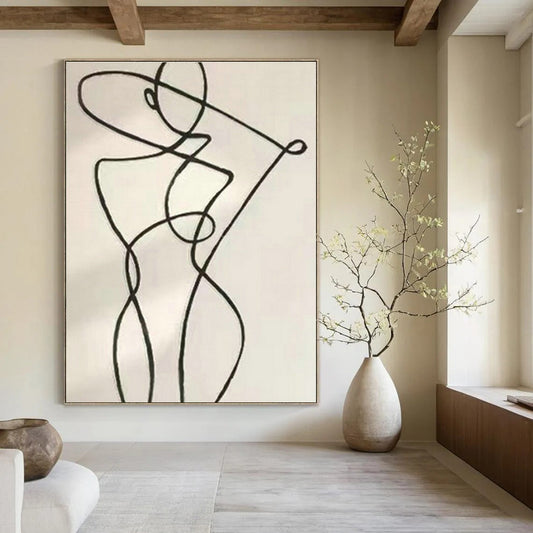 Continuous Line Figure Art for Modern Dance Studio & Minimalist Home DLZ2056