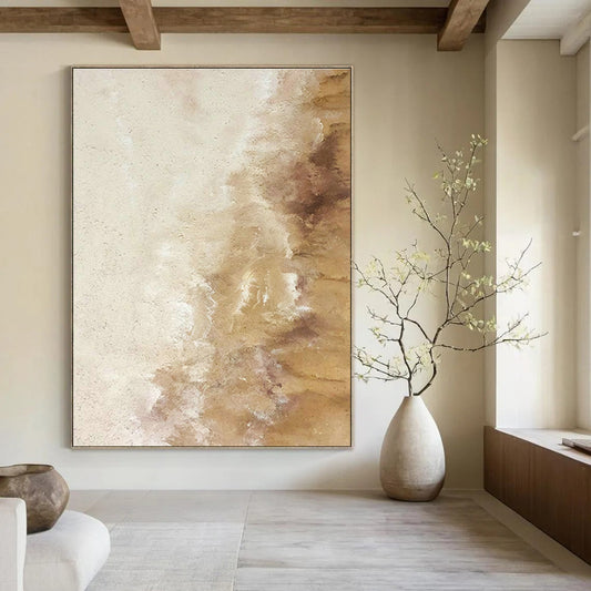 Beige - Brown Gradient Abstract Art for Bedroom & Yoga Studio DLZ1230