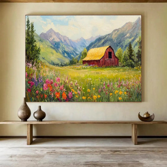 Countryside Barn & Flower Field Art for Rustic Farmhouse Kitchens DLZ3111