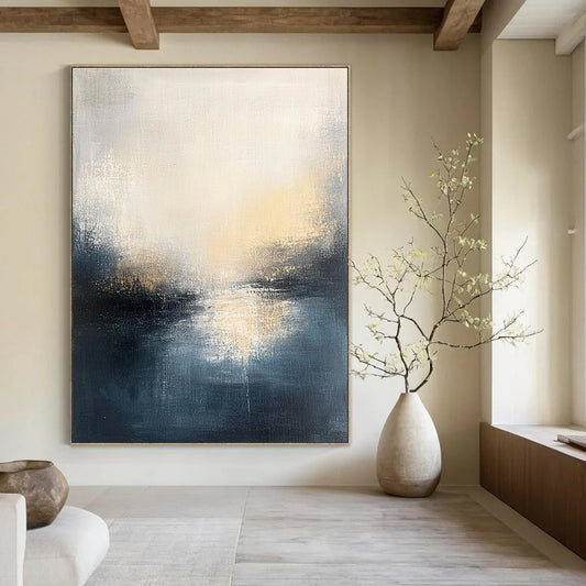Soft - Hued Abstract Lake Sunset for Minimalist Bedroom & Art - Loving Home Lounge STSC169