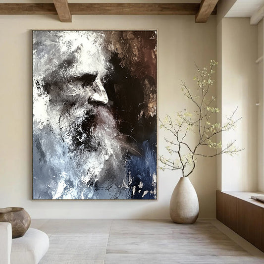 Monochrome Portrait with Texture for Thoughtful Study & Contemporary Art Gallery STSC229